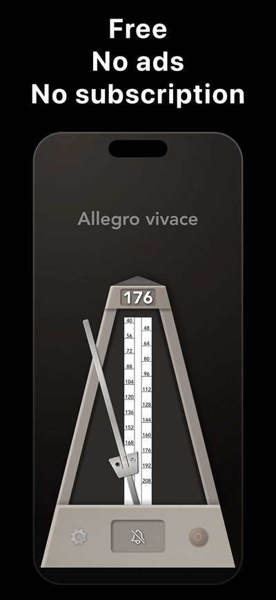 True Metronome showing different skin with Allegro vivace tempo